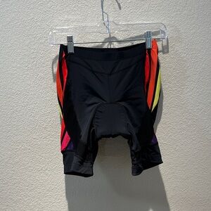 Beroy Black Cycling Shorts with Rainbow Side Stripes Size Medium
